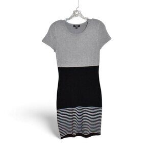Premise Short Sleeve Black And Grey Bodycon Dress Size S